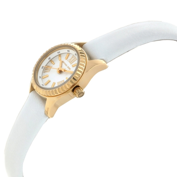 Michael Kors Lexington Quartz Gold White Dial Geniun Leather MK 4900 Watch - Picture 2 of 9